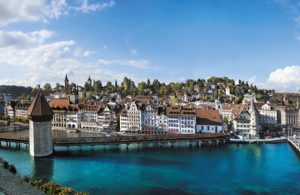 View over the Old Town on Reuss river, Lucern
