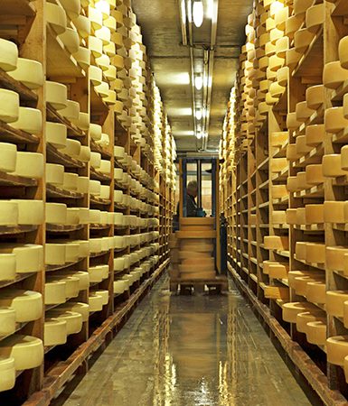 Cheeses ripening at La Maison de LGÇÖEtivaz