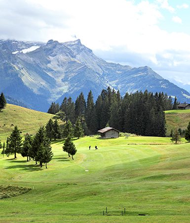 Golfers on the fairway of the 18 hole Golf Club Villars