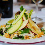Red and Green Apple Endive Salad with cambzola cheese, hazelnuts and mustard vinaigrette