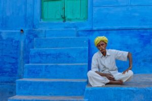 Man posing in the street of Jaisalmer,India