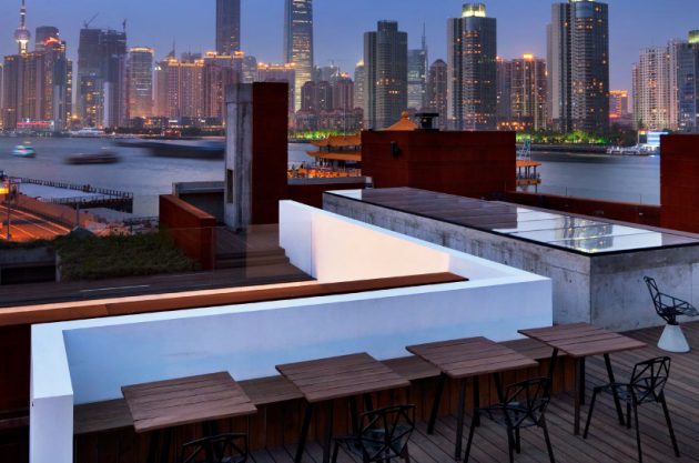 The Waterhouse’s rooftop bar overlooks Huangpu river