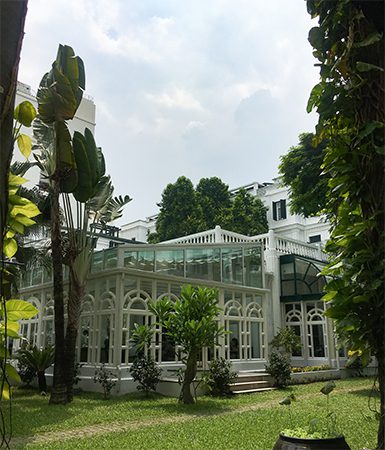 The courtyard area at the Sofitel Legend Metropole Hanoi.