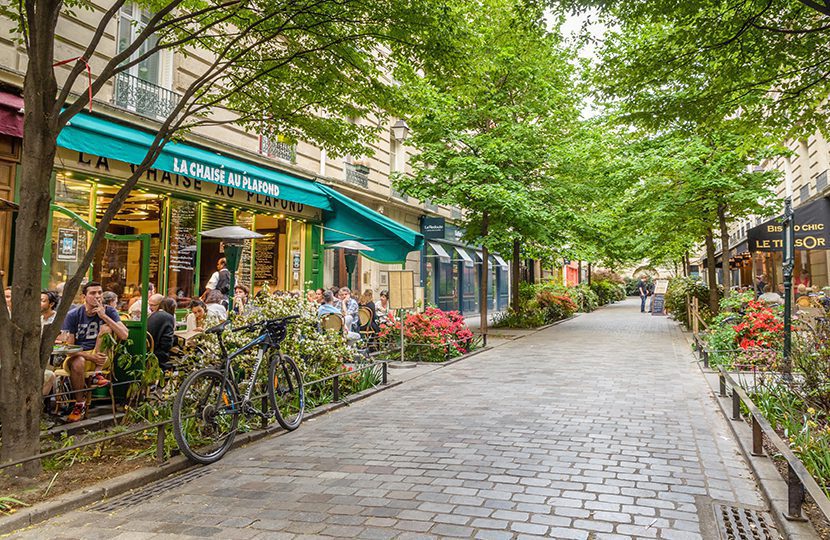 A quiet street with restaurants in the bohemian Marais district of Paris, Alexandre Rotenberg