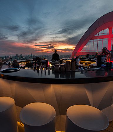 Bangkok sunset from CRU Champagne Bar