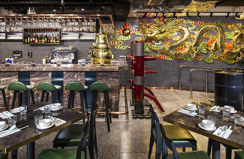 Dragon Noodles Academy's interior features touches reminiscent of a 1970s Kung Fu academy