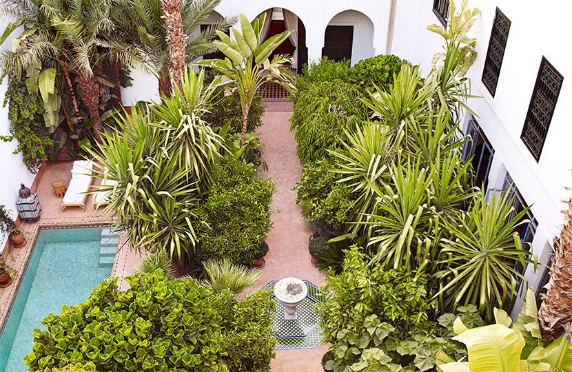 L'Hotel Marrakech, gardens with swimming pools are rare to find in Medina