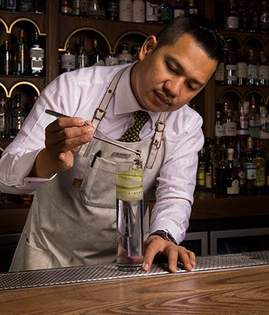Dr Fern’s Gin Parlour’s head doctor (bar manager) Gerry Olinio