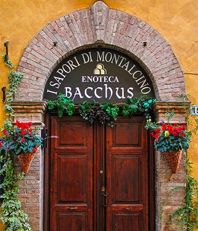 Entrance to wine bar Montalcino
