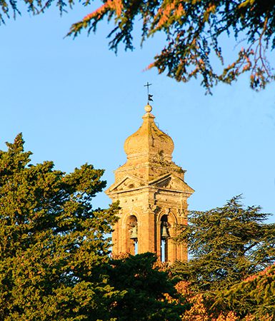 Montalcino’s skyline is punctuated by tall church steeples