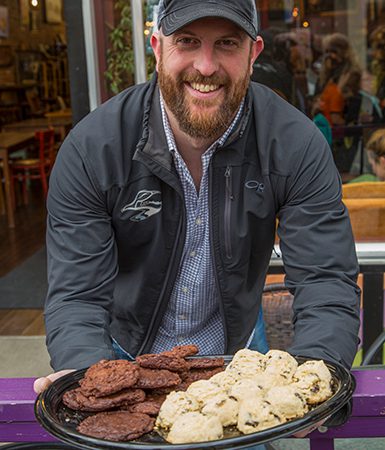 Smiles and cookies during a guided walking tour of Kamloops