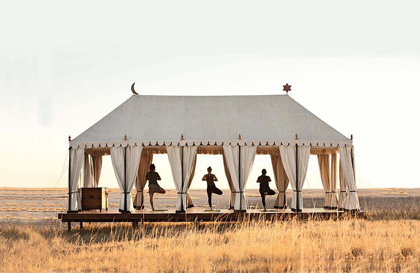 Morning yoga to the ripple of the golden grass at San Camp