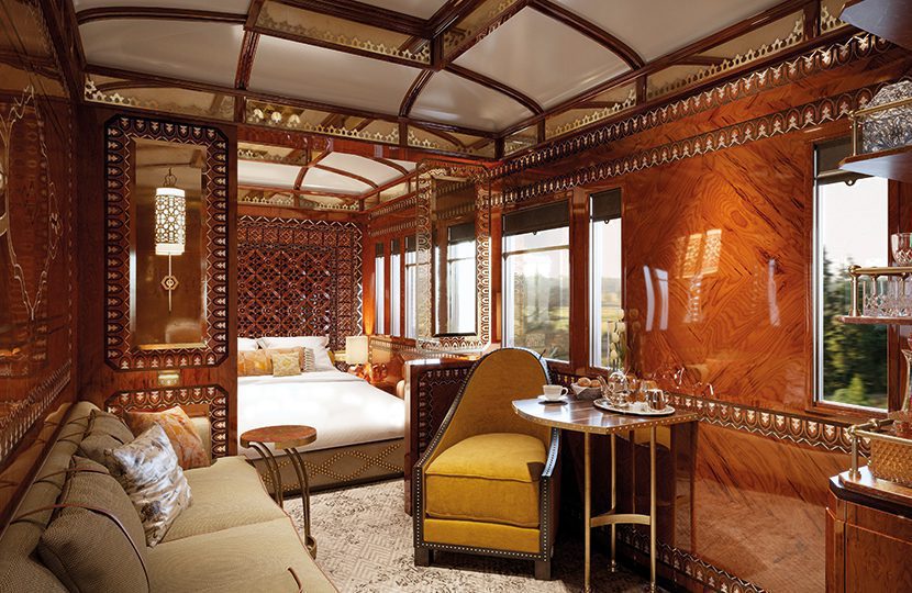 The elegant cabin of Venice Simplon Orient Express