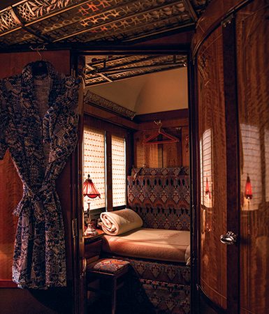 The elegant cabin of Venice Simplon Orient Express