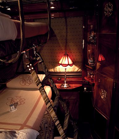 The elegant cabin of Venice Simplon Orient Express