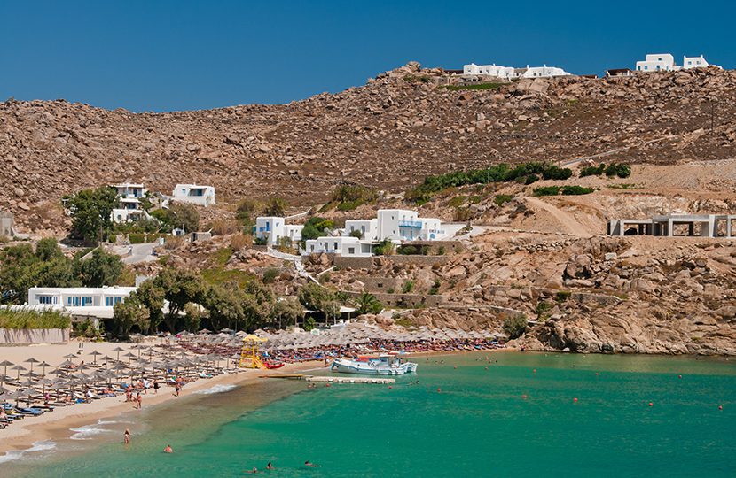 Paradise beach of Mykonos, Greece. Sunny with blue sky and crystal clear water by Kim Pin Super