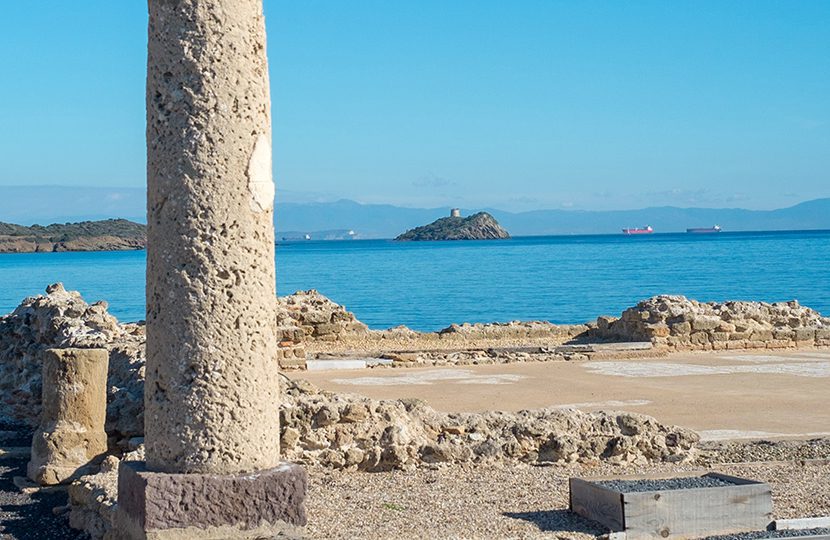 The remains of a Roman column at Nora, the first Phoenician city in Sardinia, dating back to 8 B.C