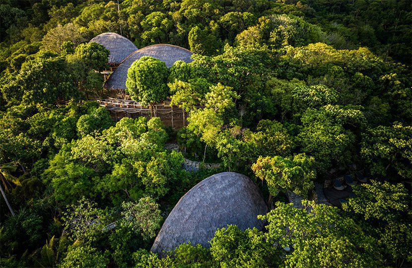 Dome roofs replicating the shape of the island