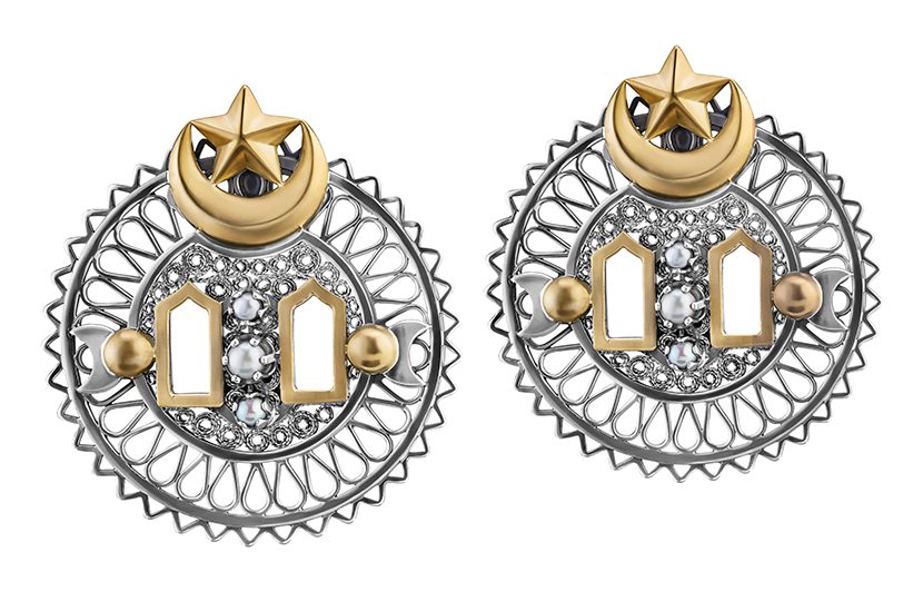 Traditional Collection 2018 - 18ct Gold and Sterling Silver Earrings inspired by Window of the Prophet