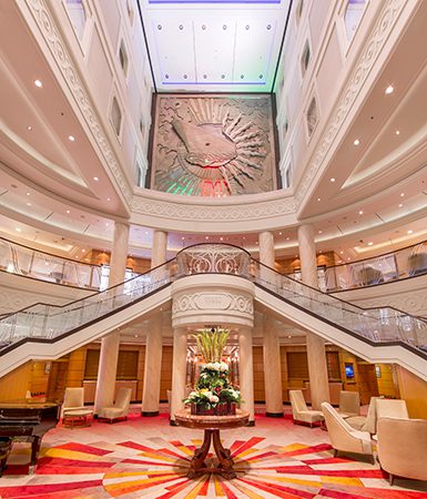 The Grand Lobby on Queen Mary 2, Cunard