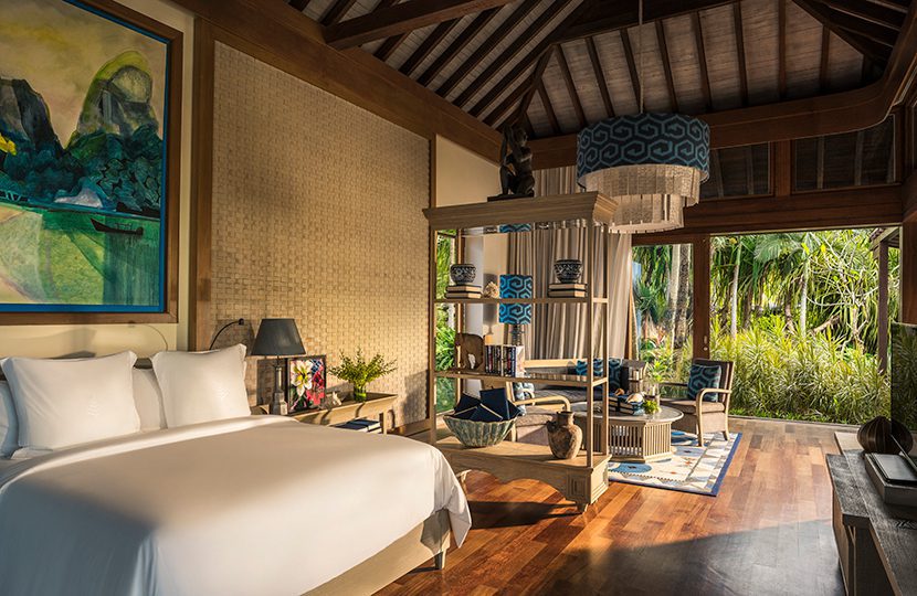 Beach villa at Four Seasons Resort Langkawi with its unique local artwork & hand-picked artefacts