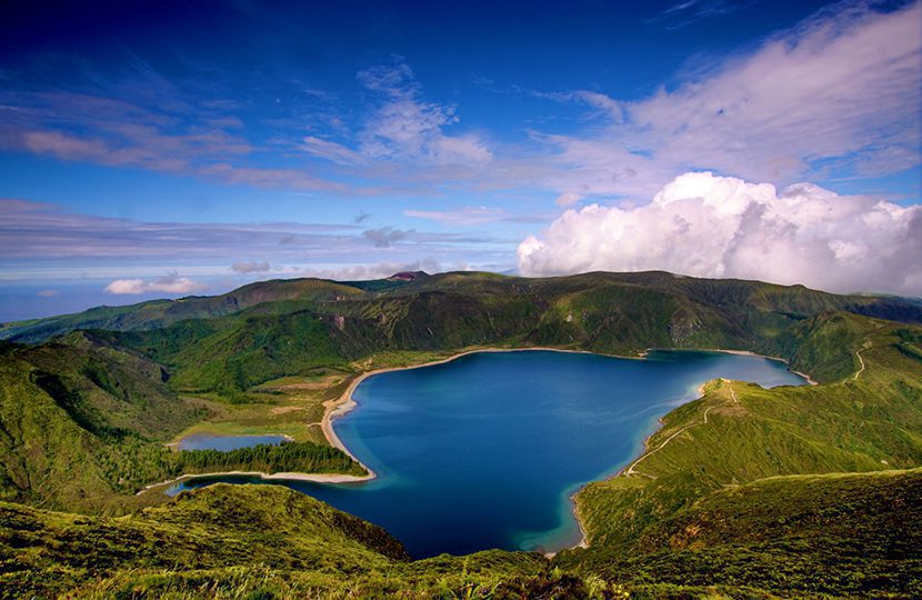 Lagoa de Fogo, a crater lake in San Miguel in The Azores