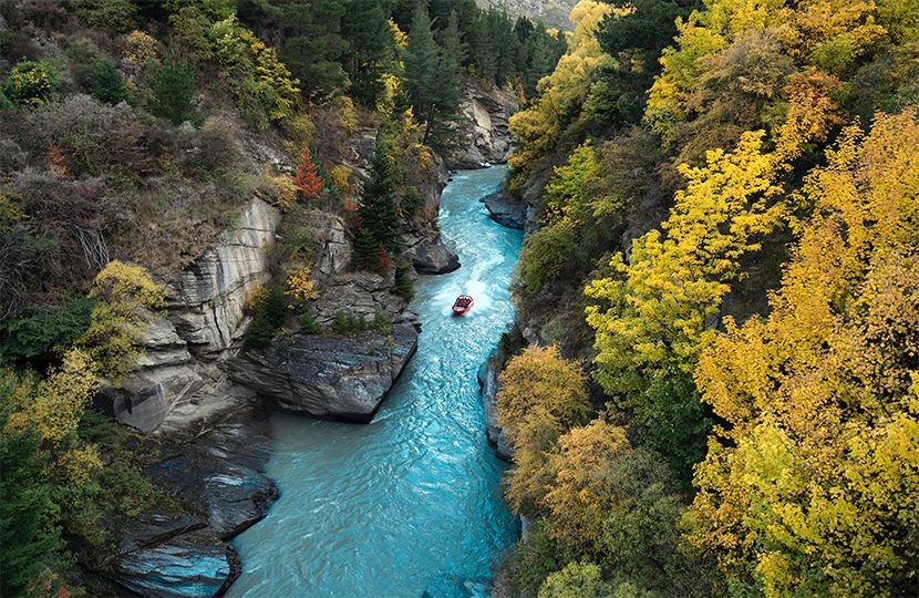 Conquering the Shotover River in one of New Zealands ingenious inventions, the jetboat