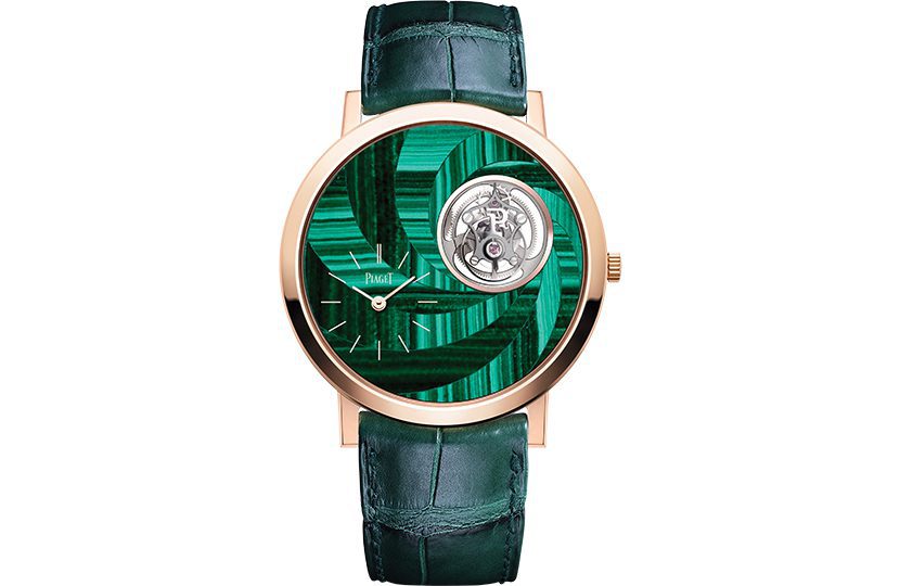 For Him PIAGET Altiplano marquetry tourbillon watch with pink gold and sapphire case 153,000 SGD