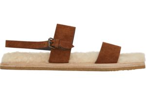 For Him SAINT LAURENT Noé sandal in caramel suede and beige shearling 1,090 SGD