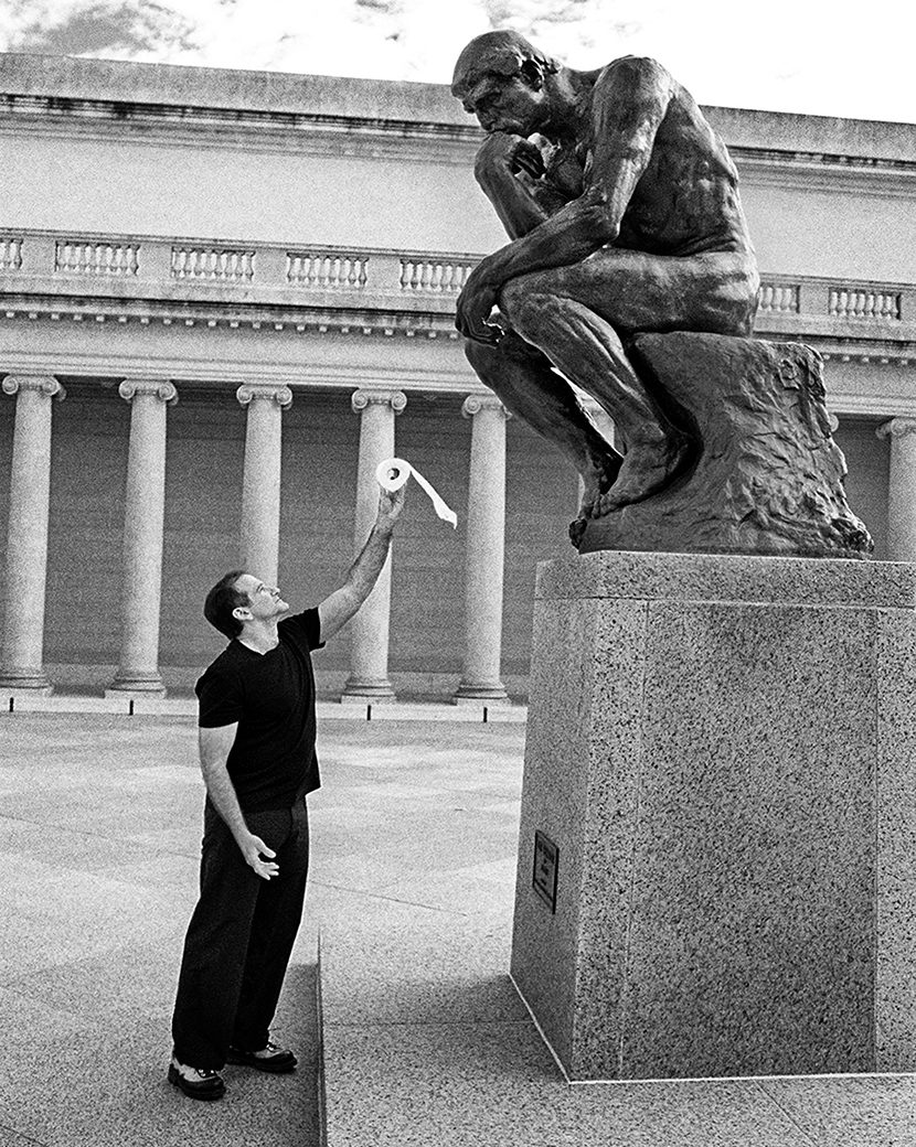 Untitled (Robin Williams with Rodin's Thinker), Arthur Grace