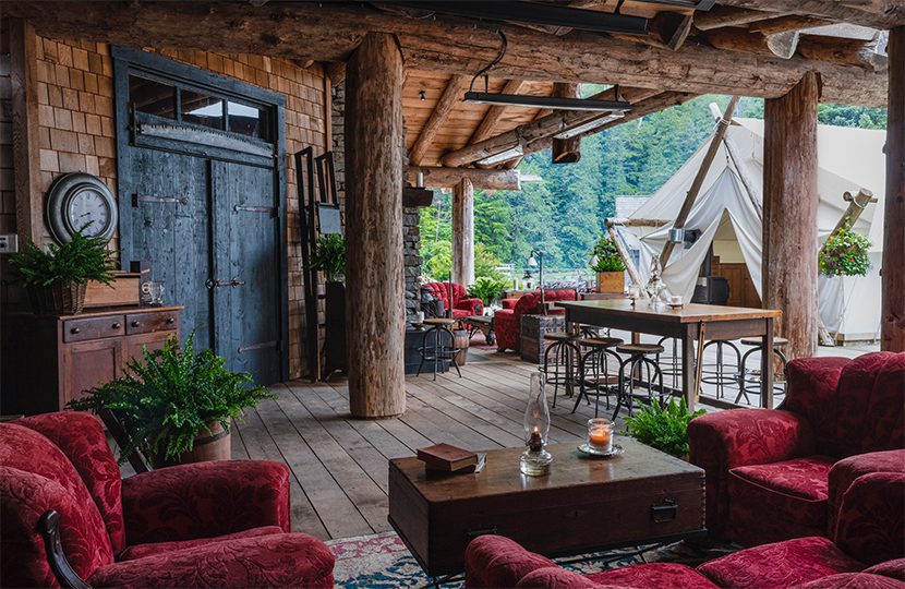 Clayoquot Wilderness Resort Cookhouse Outdoor Lounge Photo by Bryan Stockton