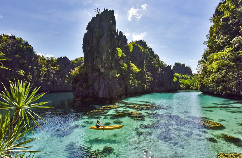 low impact activities like kayaking and paddleboarding are the preferred way to see the Big and Small Lagoons at the El Nido Resorts