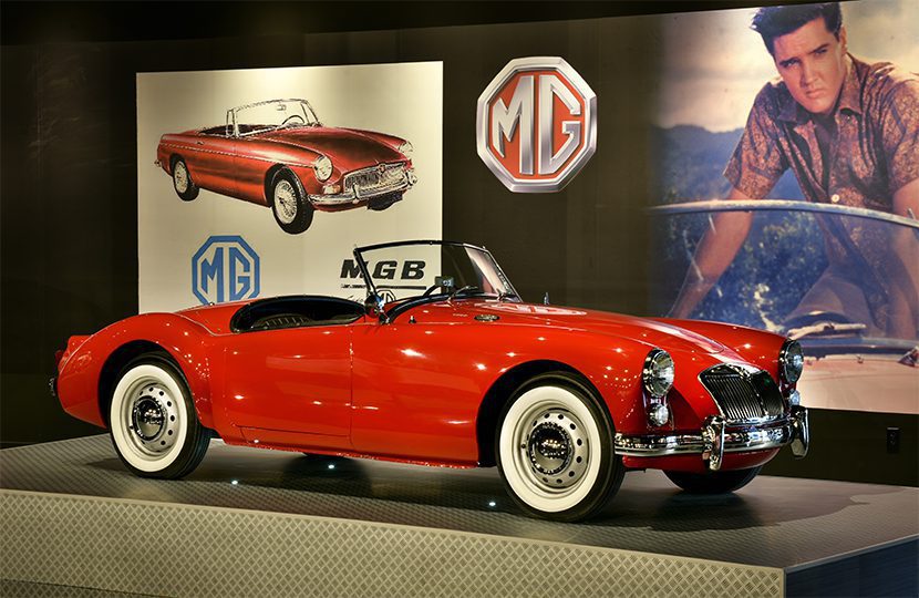 1960 MG MGA model used by Elvis in “My Blue Hawaii” film at Presley Motors Automobile Museum
