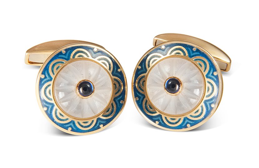 DEAKIN & FRANCIS 18ct gold crystal and sapphire cufflinks ~S$6,170 - 