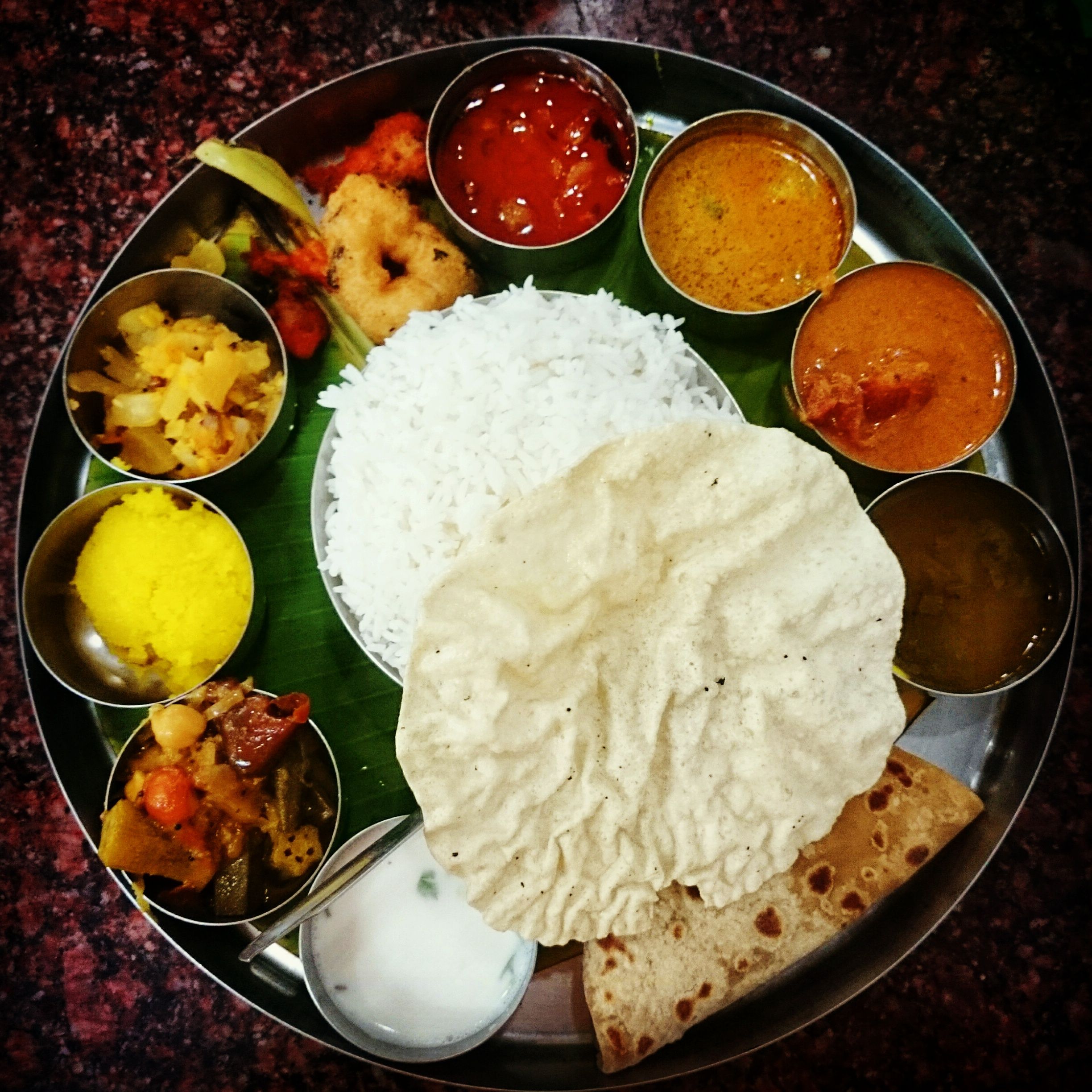South indian thali colourful as ever