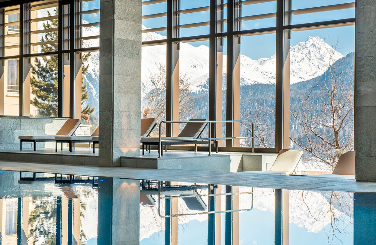 Pool with a view at Kulm Hotel