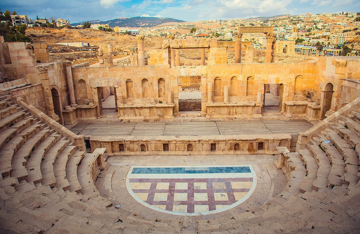 Antique Theatre In ancient Roman city of Jerash by Popova Tetiana
