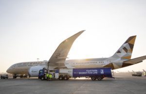 The Boeing 787 getting ready for its flight from Abu Dhabi to Amsterdam The Boeing 787 getting ready for its flight from Abu Dhabi to Amsterdam