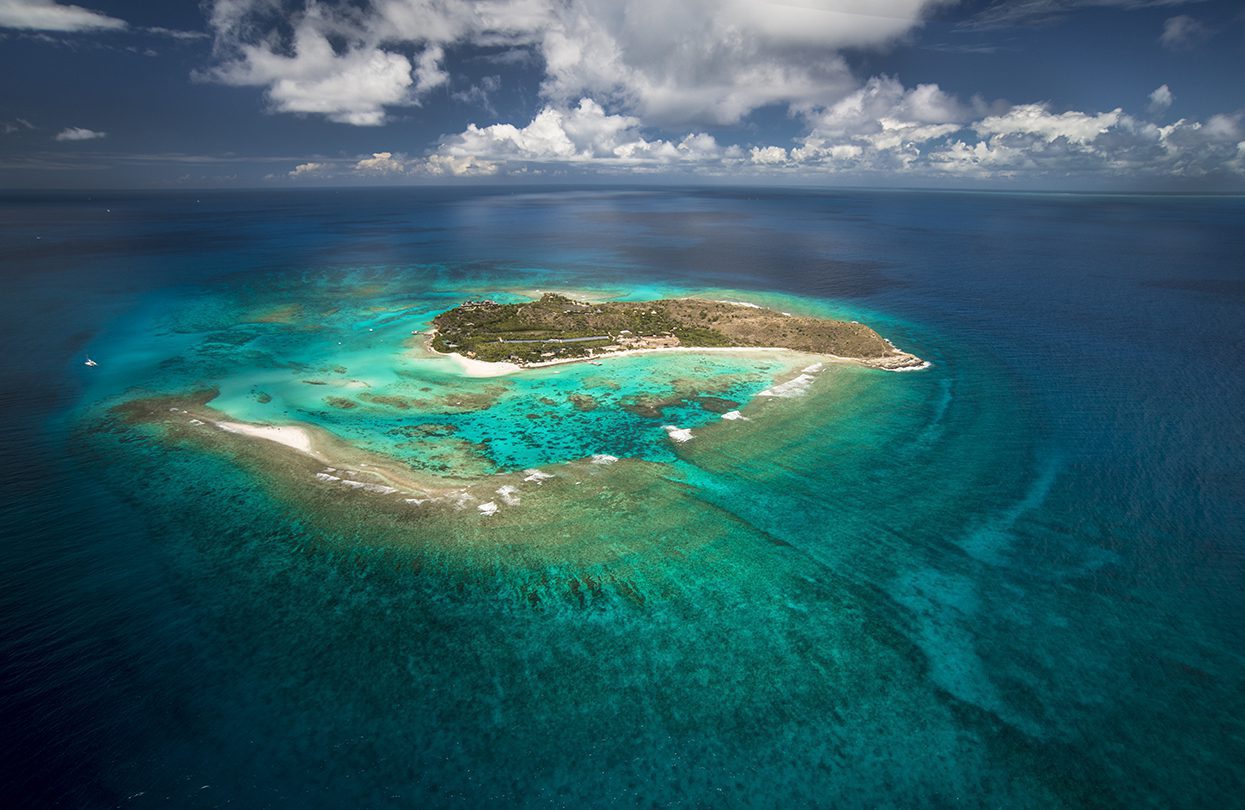 An aerial view of Necker Island