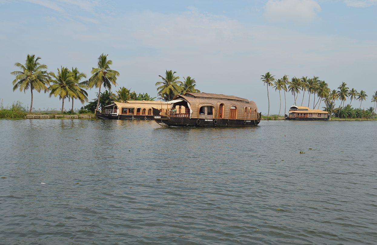 Houseboats along the backwaters of Kumarakom
