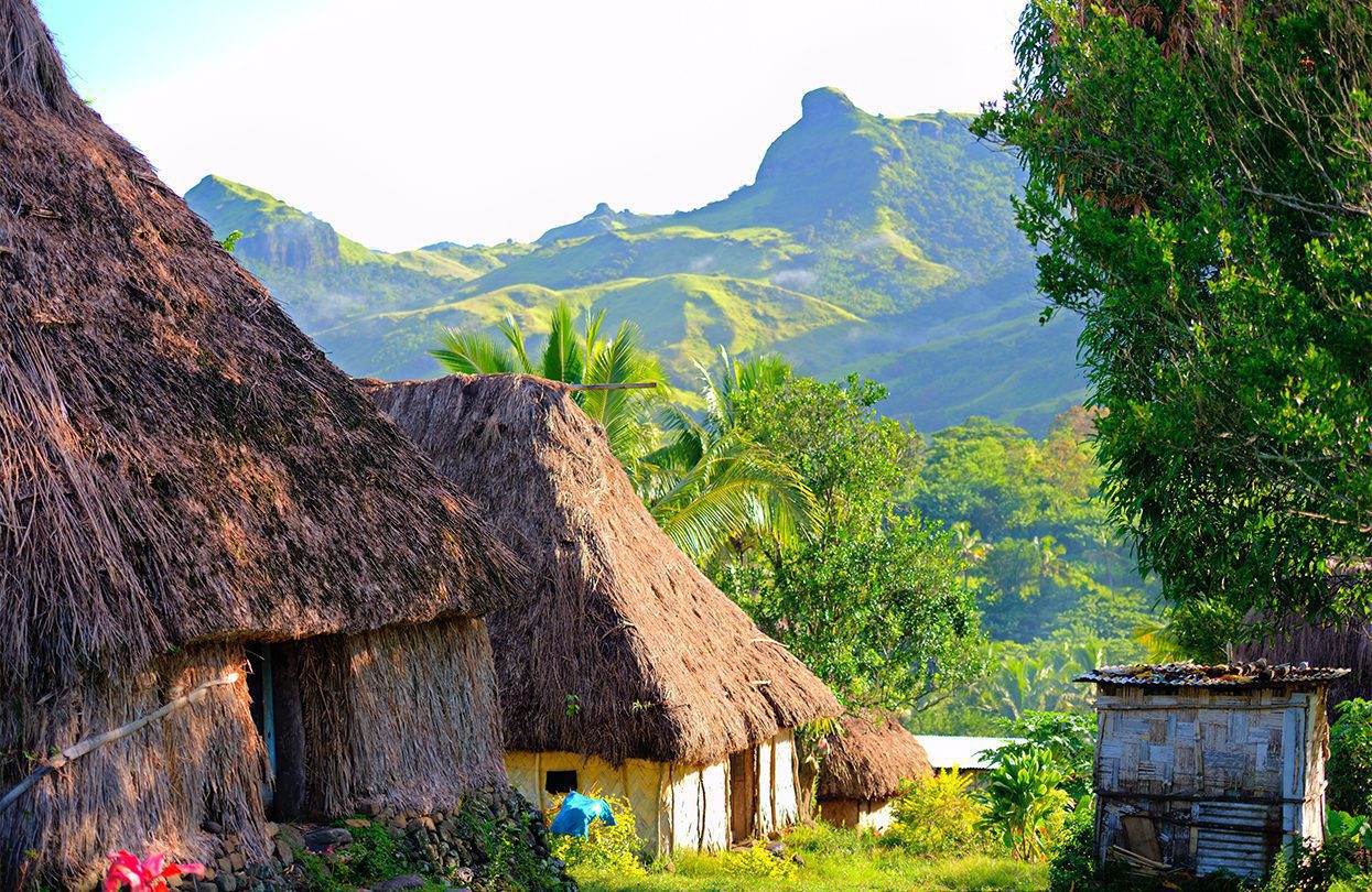 Traditional village bures in Fiji, image by Mark Snyder