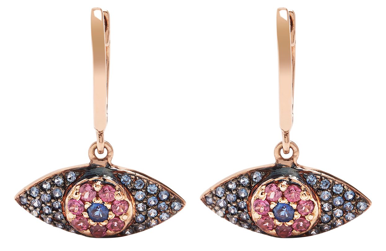For Her IlLEANA MAKRI at Matchesfashion.com Earrings in Sapphire rodolite and pink gold  alt=