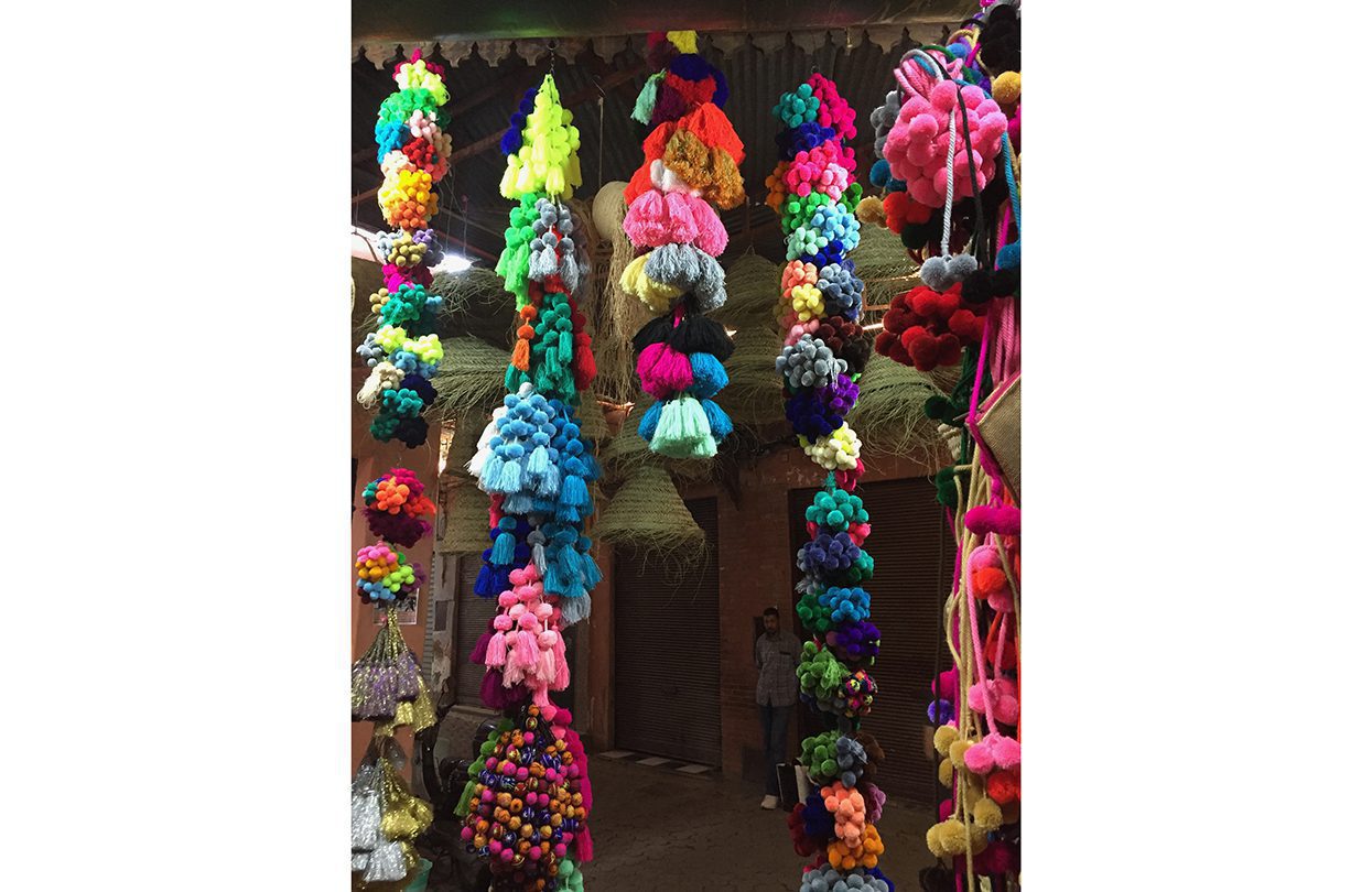 Colourful pom-poms in the souk - Marrakesh