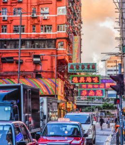 This busy intersection on the corner of Yau Ma Ti is near where The Layover was filmed