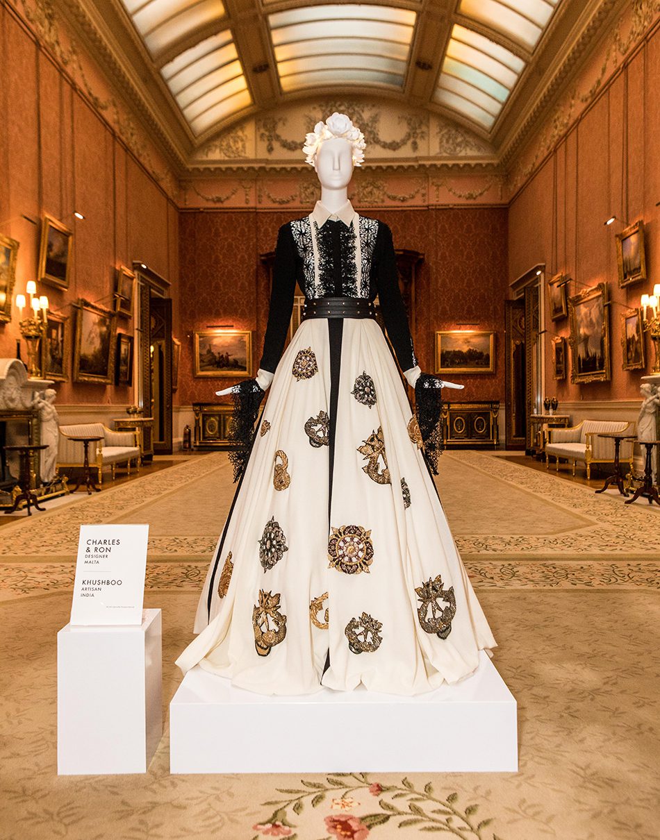 The dress exhibited at Buckingham Palace