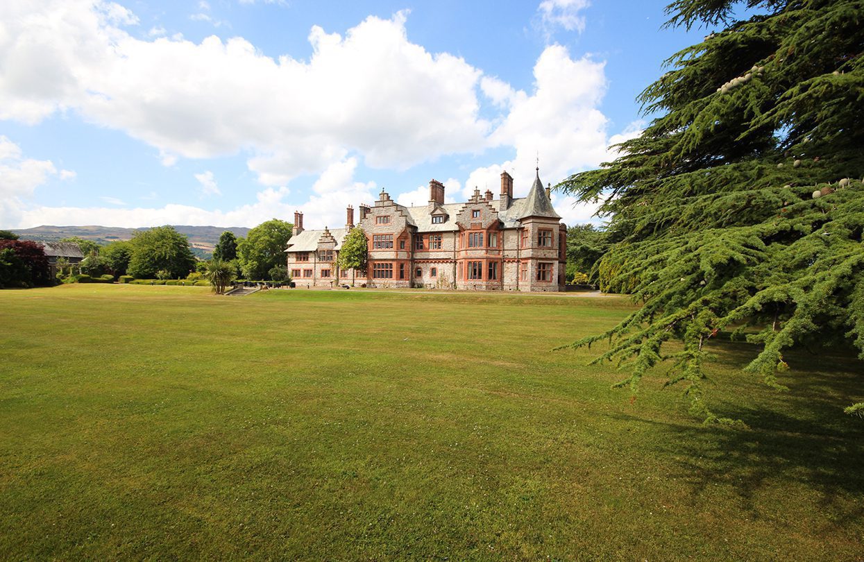 The mansion is set in the serene Welsh countryside