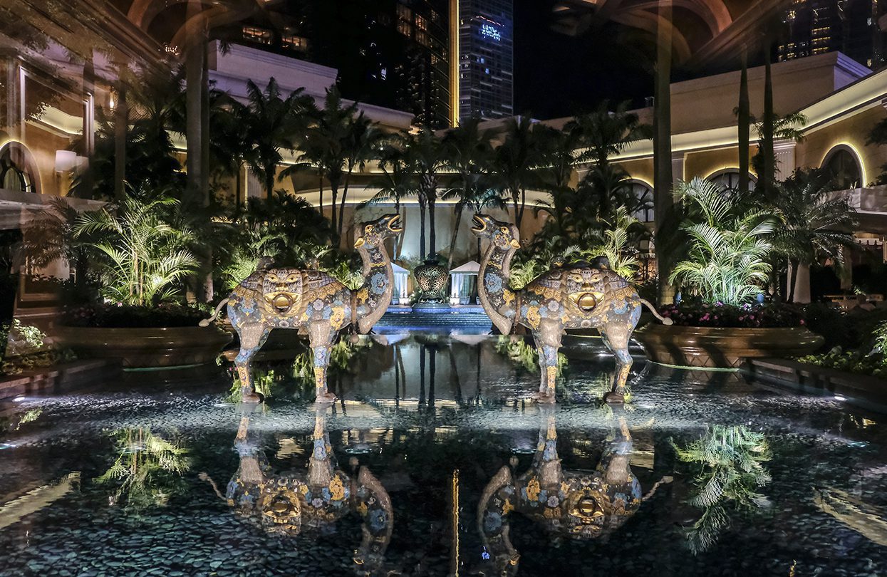 These two cloisonné camels can be seen at Wynn Macau resort, made by artisans using a unique Middle Eastern style