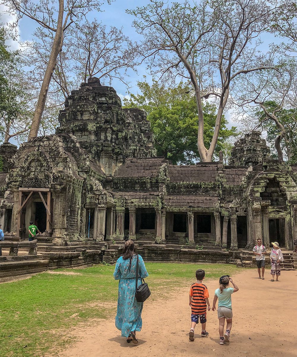 Walking into Ta Prohm Temple (Tomb Raider Temple) from the east entrance in Cambodia