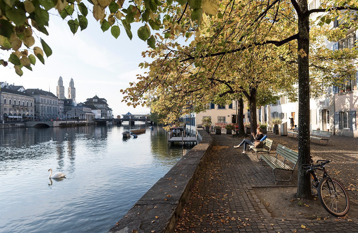 The distinctive double towers of the Grossmünster church