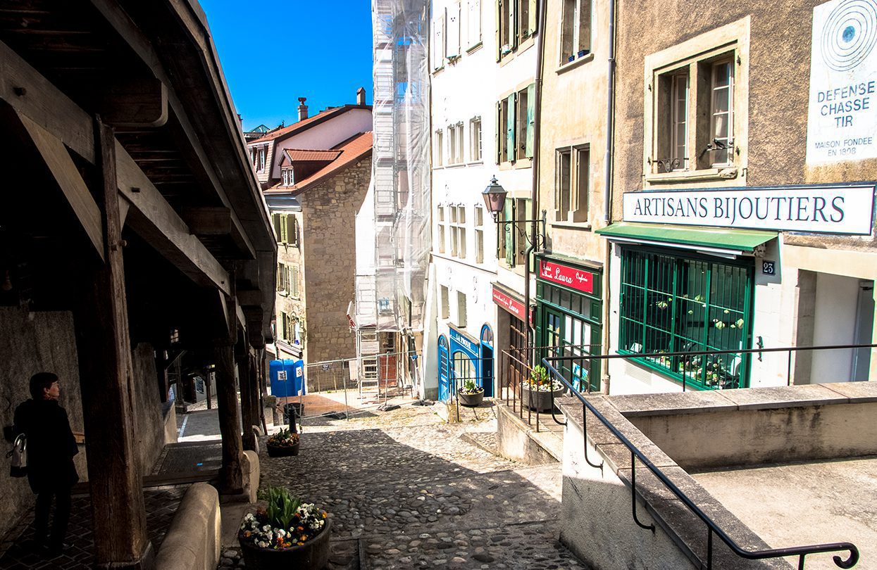 The Market Steps in Lausanne lead to the cathedral, by Vincent Sung